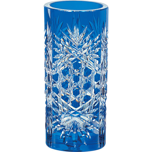 カガミクリスタル 花瓶〈笹っ葉に六角籠目紋〉 F683-1971CCB