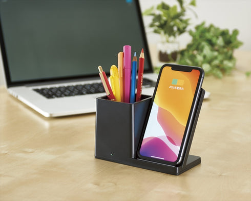 ペンホルダー付ワイヤレス充電器 6178