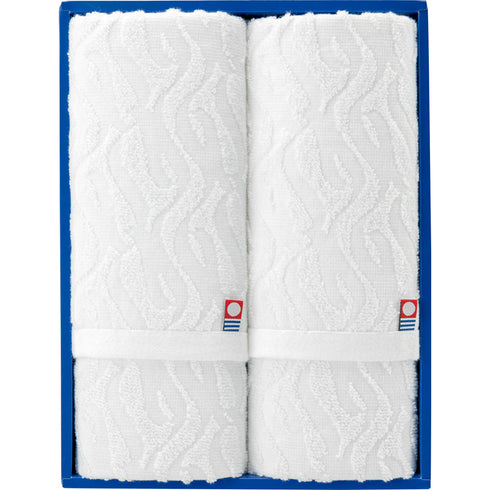 今治 白小波ジャガードフェイスタオル2P IMS72012