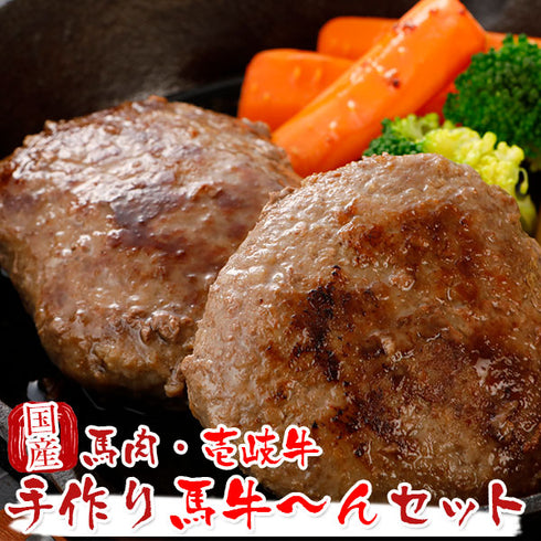 馬刺し 国産 熊本 ギフト 馬牛~んセット 手作り馬肉ハンバーグ 長崎和牛 壱岐牛ハンバーグ 900g 贈答 化粧箱小付き 馬肉 贈答 馬刺 純馬刺し ばさし 刺し 産直 国内 通販 名産 お土産 おつまみ 有名 イベント 喜ばれる ヘルシー